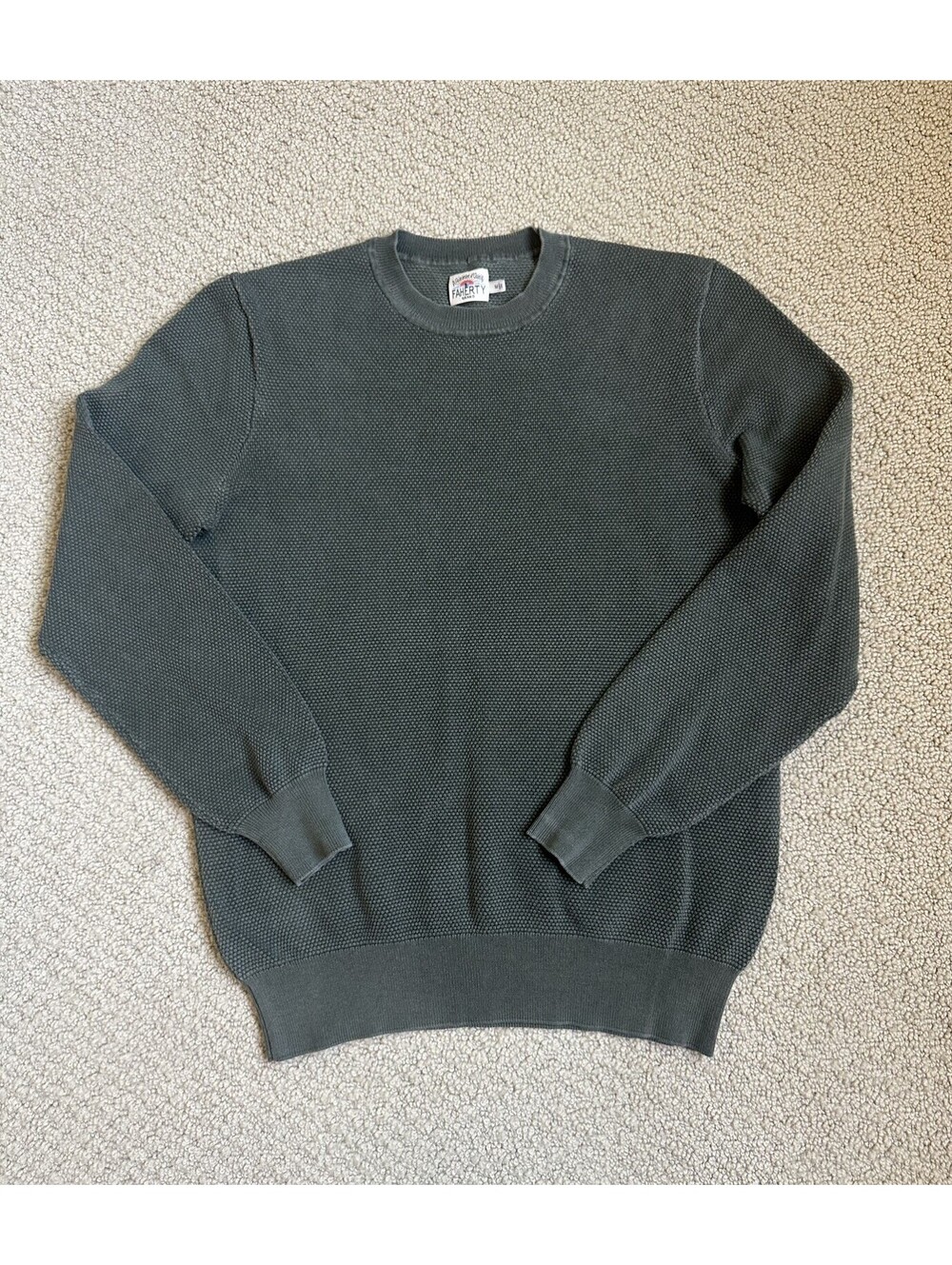 FAHERTY Legend Raglan Crewneck Olive Green Sz M Pullover Preppy